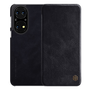 Калъф за мобилен телефон, съвместим, Huawei P50 Nillkin qin case стоящ, кожен ефект (капка, странично отваряне, джоб за карта) черен, опаковка на производителя