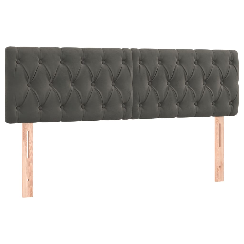 2 db sötétszürke bársony fejtámla 80x7x78/88 cm (346363)