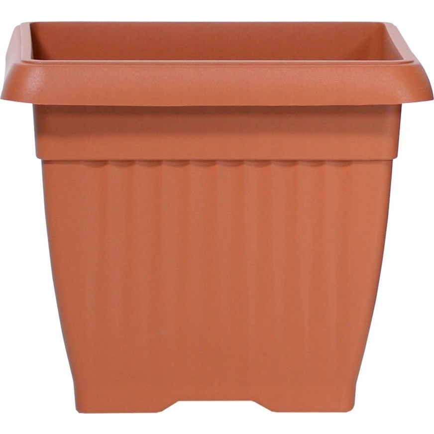 Műanyag virágcserép, Prosperplast Terra, terrakotta, 37 x 37 cm, magasság: 30 cm, bordázott, 25,2 l, négyzetes (DKWT37-R624)