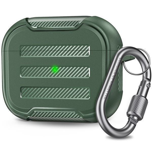 Phoner Carbon Apple Airpods 3 szilikon tok akasztóval zöld (PN-CP-115PRO-MG) (PNCP115PROMG)