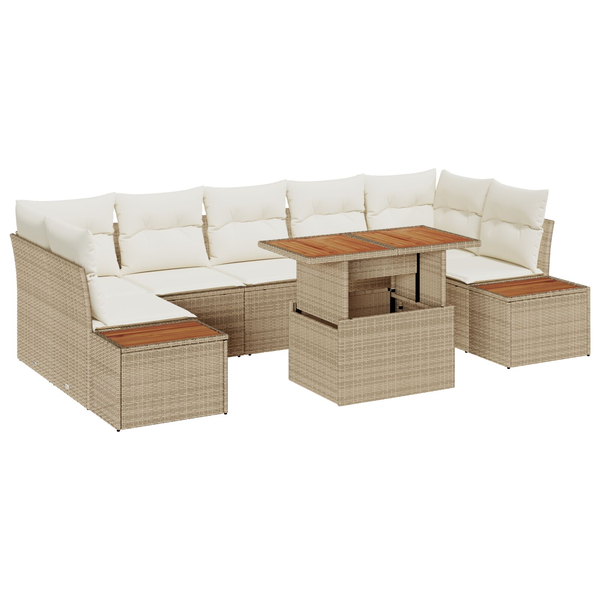 Conjunto De Sofá De Jardín Set De 8 Beige Y Crema V1628 Unico / Beige