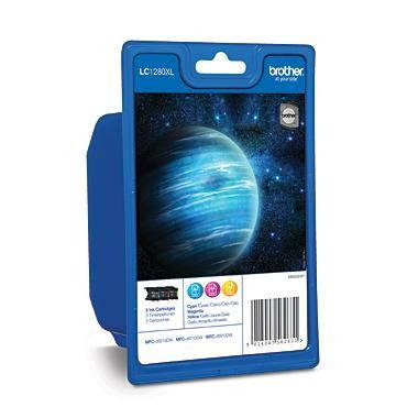 Brother LC-1280XLRBWBP inktcartridge 3 stuk(s) Origineel Hoog (XL) rendement Cyaan, Magenta, Geel