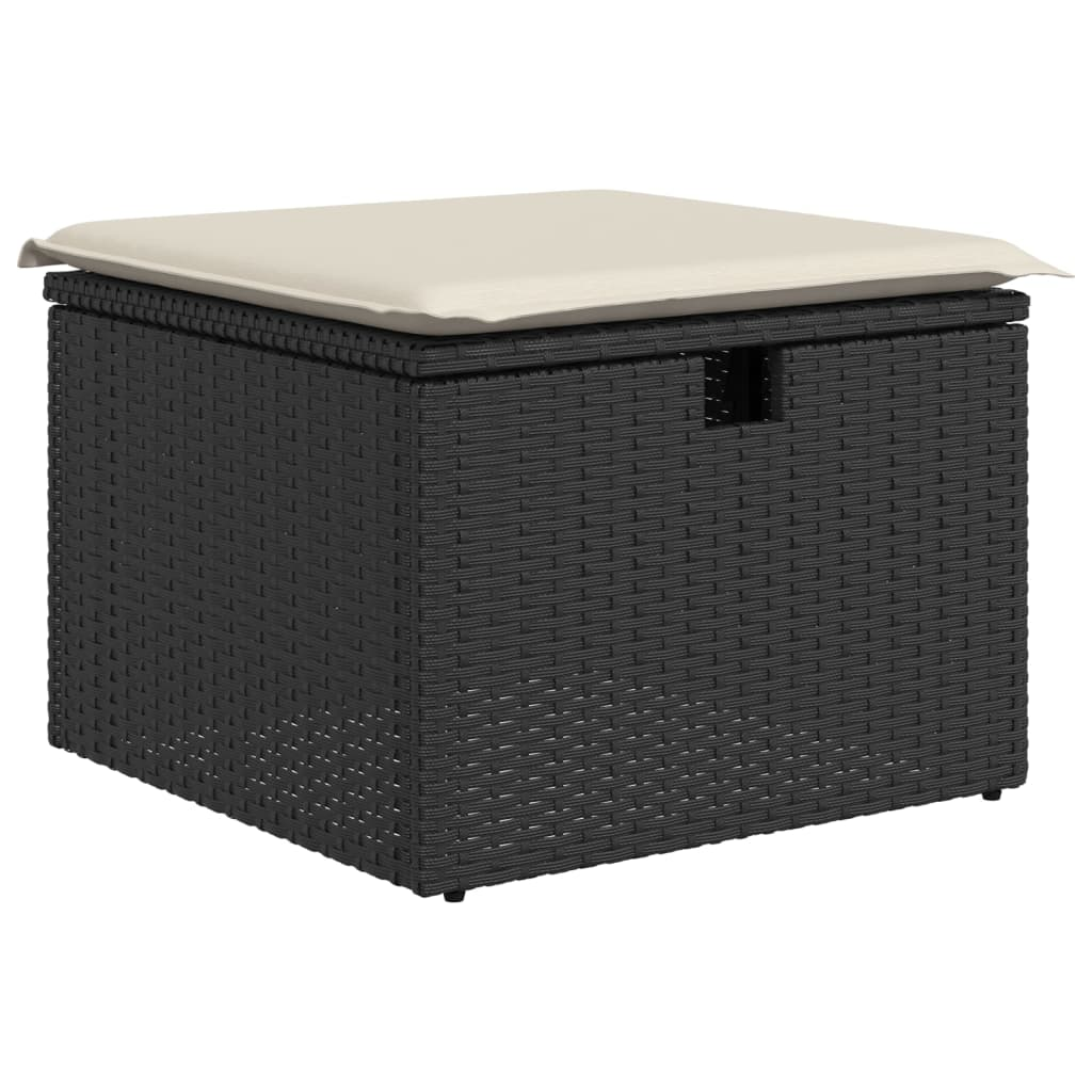 fekete polyrattan kerti szék párnával 55 x 55 x 37 cm (366002)