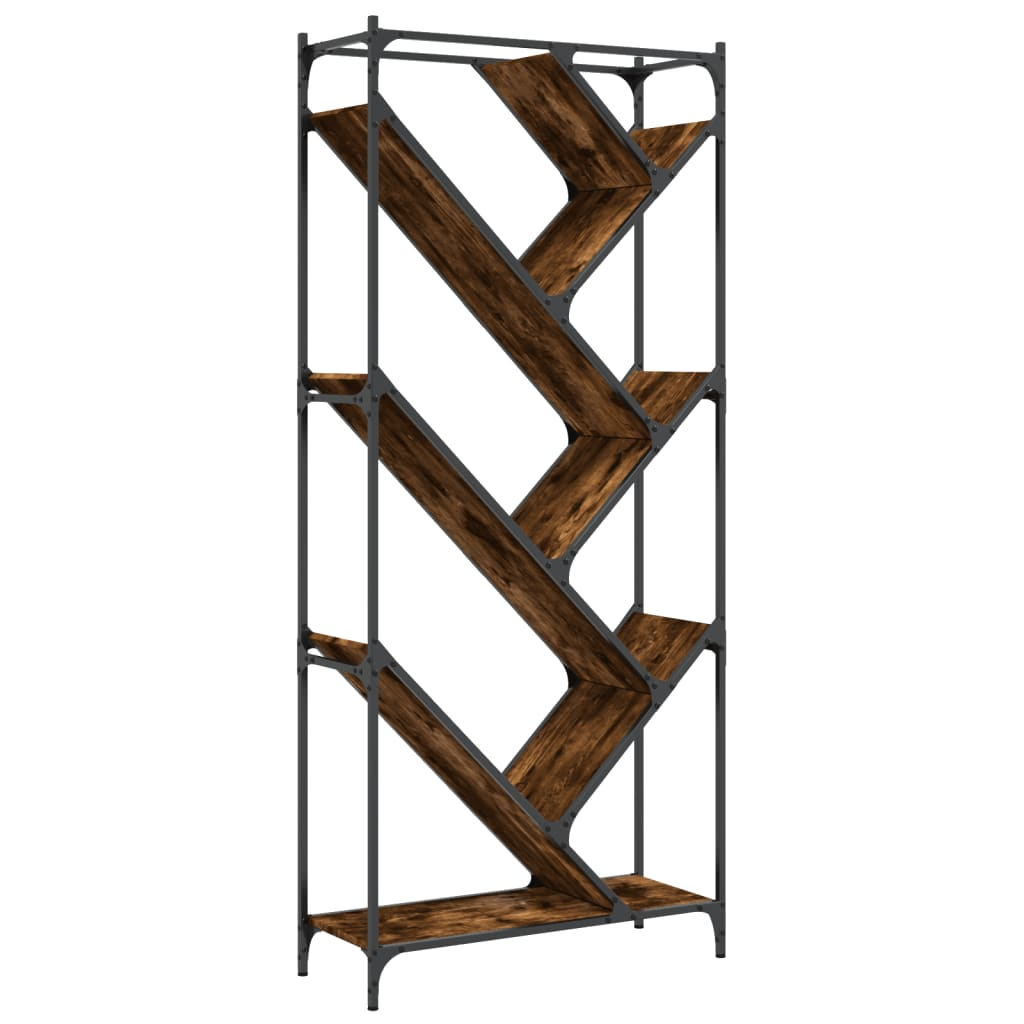 füstös tölgy színű szerelt fa és fém könyvszekrény 79x30x180 cm (845433)