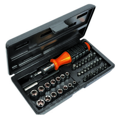 Racsnis bit készlet, racsnis csavarhúzó készlet és dugókulcs készlet 1/4 (6.3 mm) 57 mm AVIT AV07030 (AV07030)