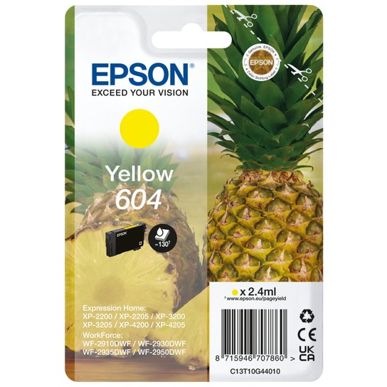 Epson 604 мастилена касета, жълта, 2,4 мл, стандартна производителност