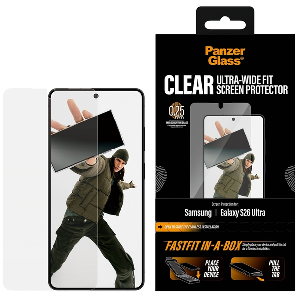 PanzerGlass ® Screen Protector Samsung New Galaxy S 2026 Ultra | Ultra-Wide Fit w. FASTFIT IN-A-BOX Klar skærmbeskytter 1 stk