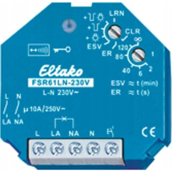 FSR61LN-230V Eltako vezeték nélküli Kapcsoló működtető Süllyeszett Kapcsolási teljesítmény (max.) 2000 W Max. hatótáv (szabad területen) 30 m (30200331)