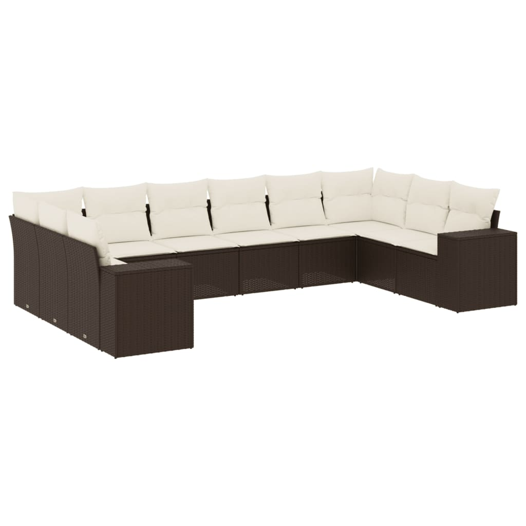 10 részes barna polyrattan kerti ülőgarnitúra párnákkal (3223072)