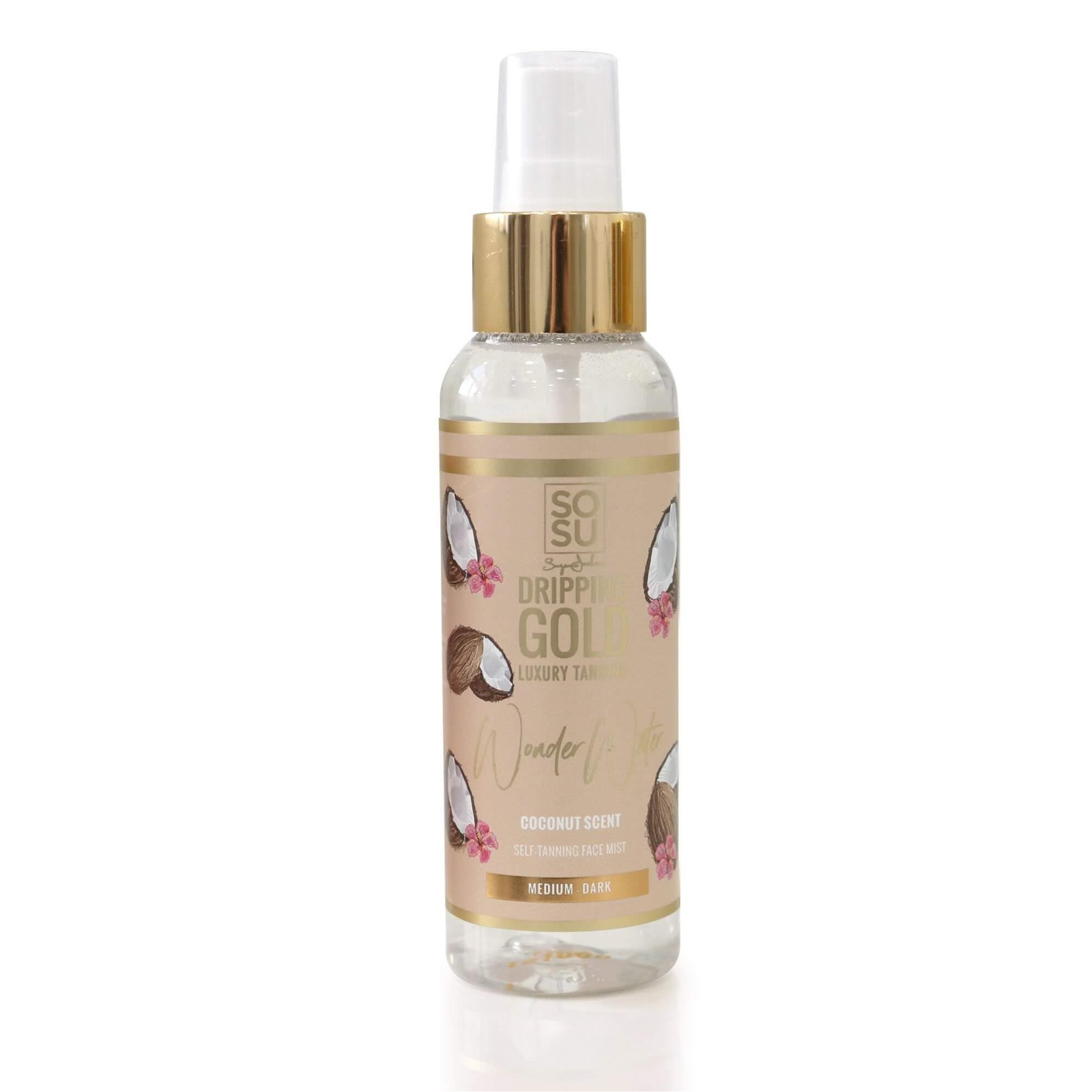 DRIPPING GOLD Wonder Water Önbarnító permet, kókusz, medium/dark 100 ml (5391018051388)