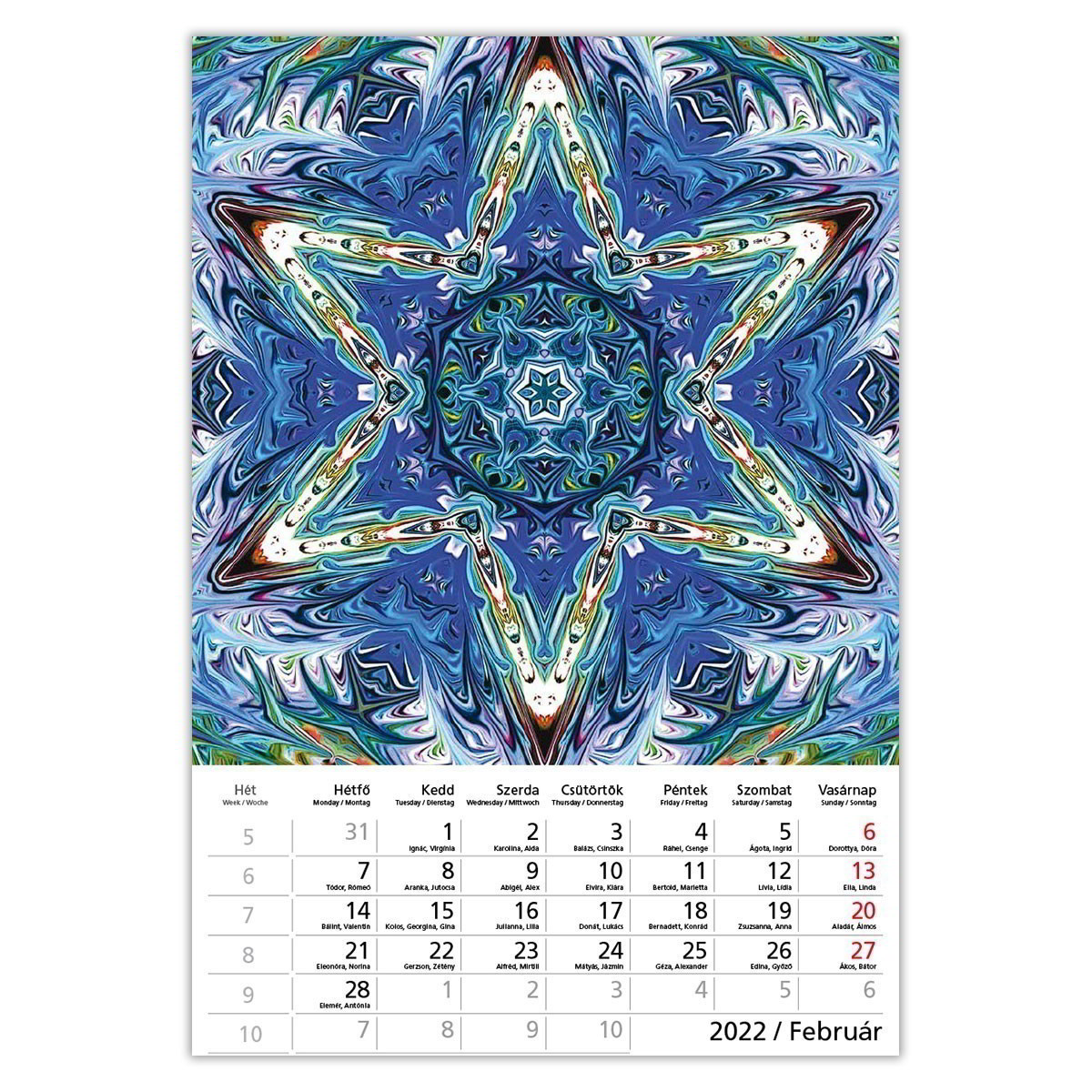 Toptimer 220 x 330 mm 2022 Fali naptár - Mandala (22T9400-005)