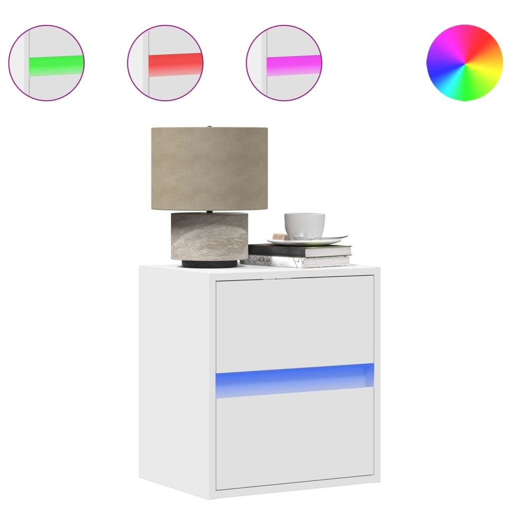 fehér falra szerelhető éjjeliszekrény LED-világítással (3307961)