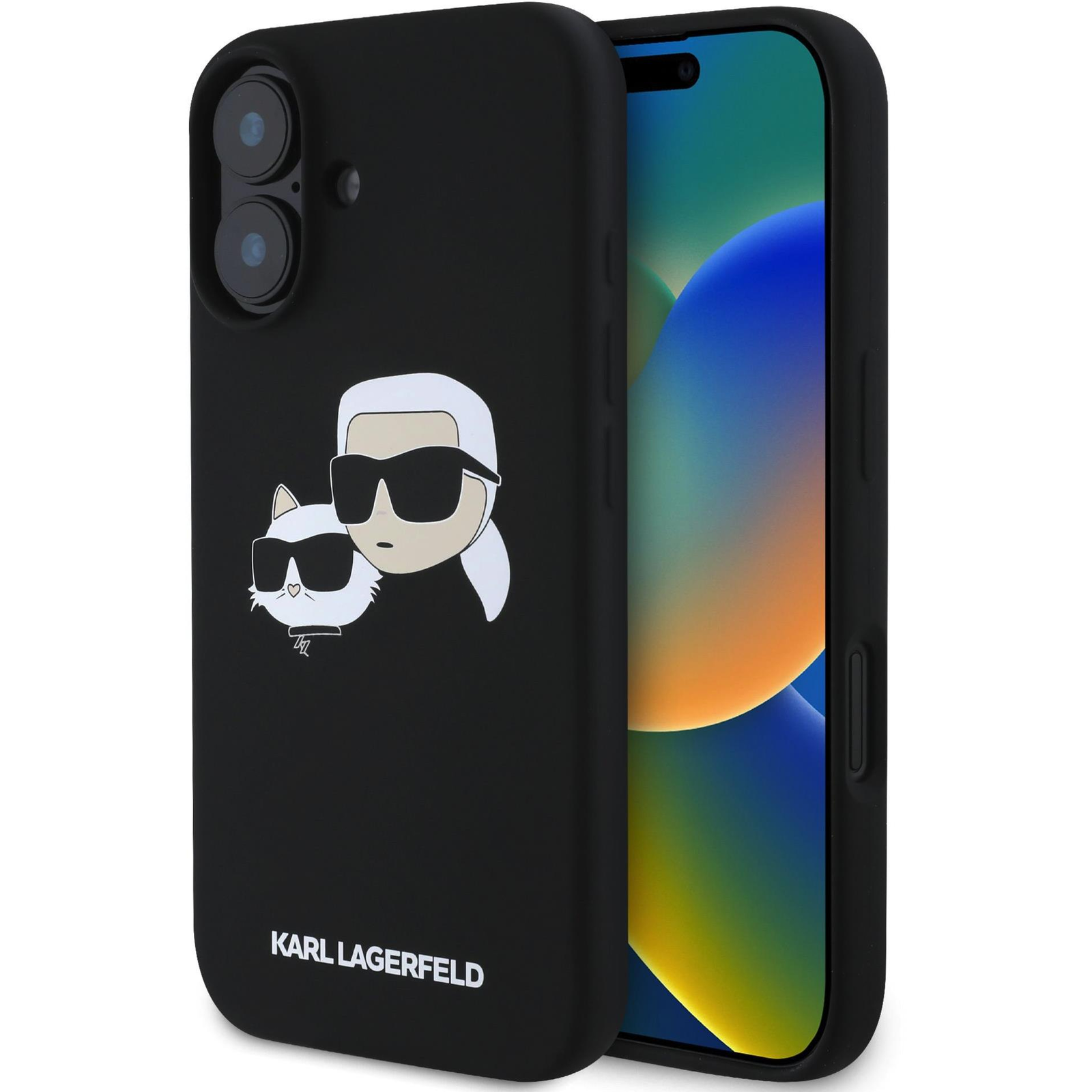Karl Lagerfeld Liquid Silicone Double Heads MagSafe iPhone 16 Plus Black tok (KLHMP16MSKCHPPLK)