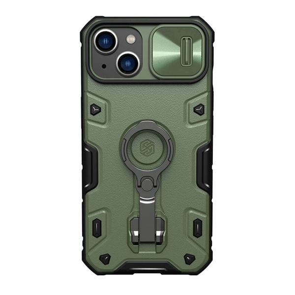 Nillkin CAMSHIELD ARMOR PRO defender szilikon telefonvédő (ütésállóság, tartógyűrű) SÖTÉTZÖLD Apple iPhone 14 Plus (GP-129985)
