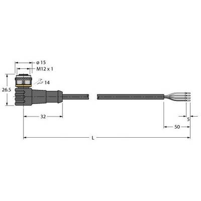 Turck 6625516 Érzékelő-/működtető csatlakozóvezeték 5 m Pólusszám: 4 1 db (6625516)