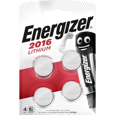 CR2016 lítium gombelem, 3 V, 90 mA, 4 db, Energizer BR2016, DL2016, ECR2016, KCR2016, KL2016, KECR2016, LM2016 (E300520400)