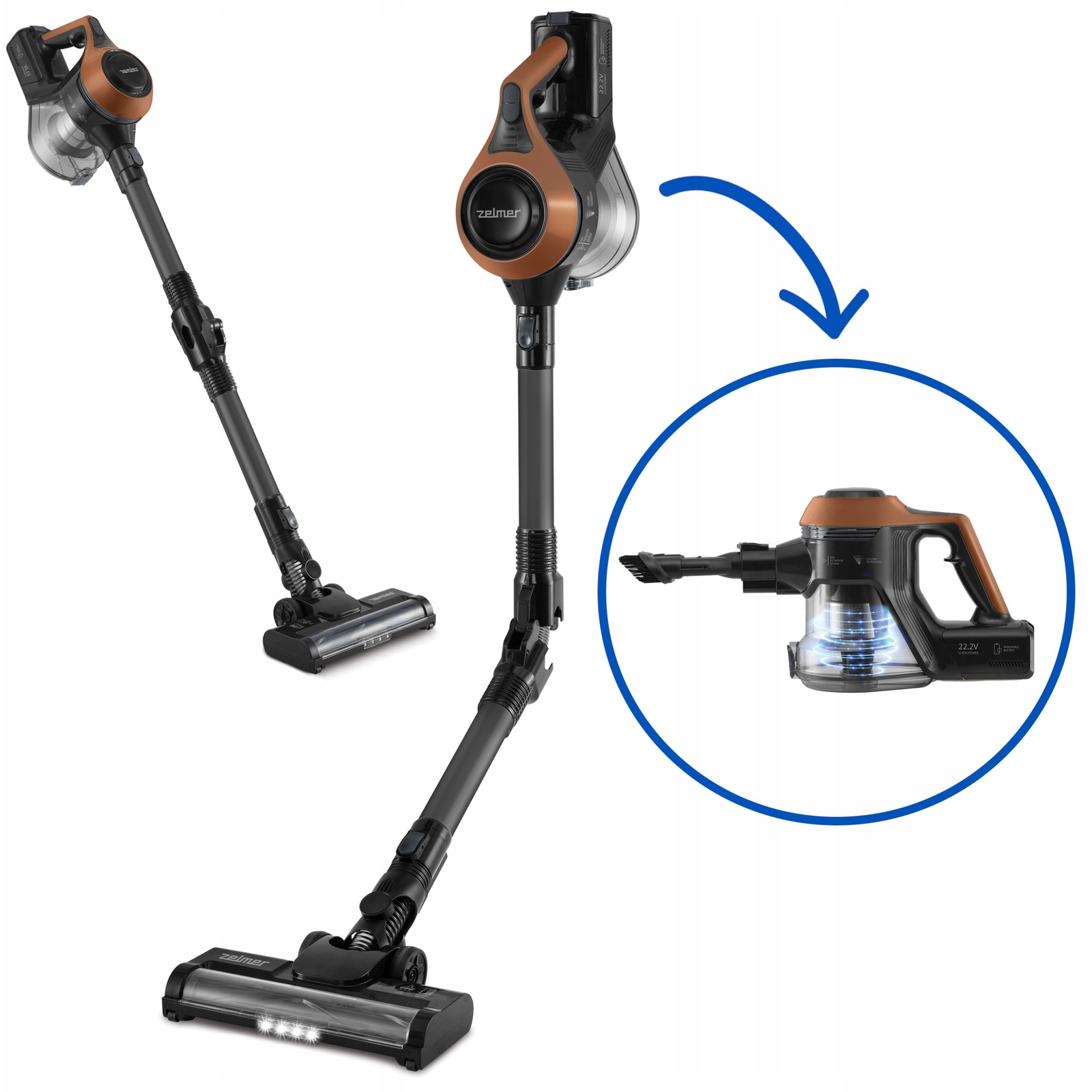 Zelmer ZSVC512DF Piotr Vezeték nélküli Akkus Álló Porszívó - Fekete/Piros