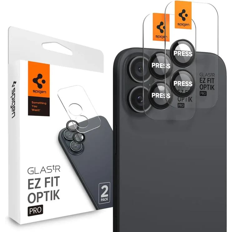 Spigen EZ Fit Optik Pro iPhone 16 Plus / 16 kameravédő lencse fekete kerettel (AGL07921) (AGL07921)