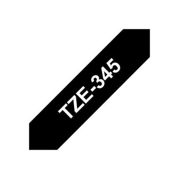 Brother TZE-345 etiketbånd Hvid på sort