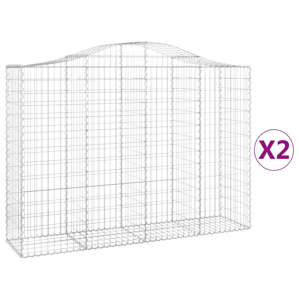 2 db íves horganyzott vas gabion kosár 200x50x140/160 cm (3145682)