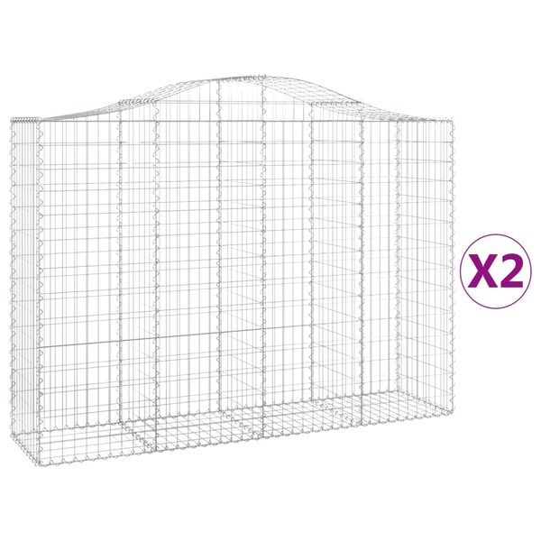Комплект габионни кошници арка vidaXL, 2 бр, 200x50x140/160 см, Поцинковано желязо, 31.5 Kg