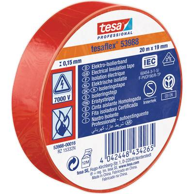Tesa (53988-00016-00) Szigetelőszalag ® Professional Piros (H x Sz) 20 m x 19 mm 1 db (53988-00016-00)