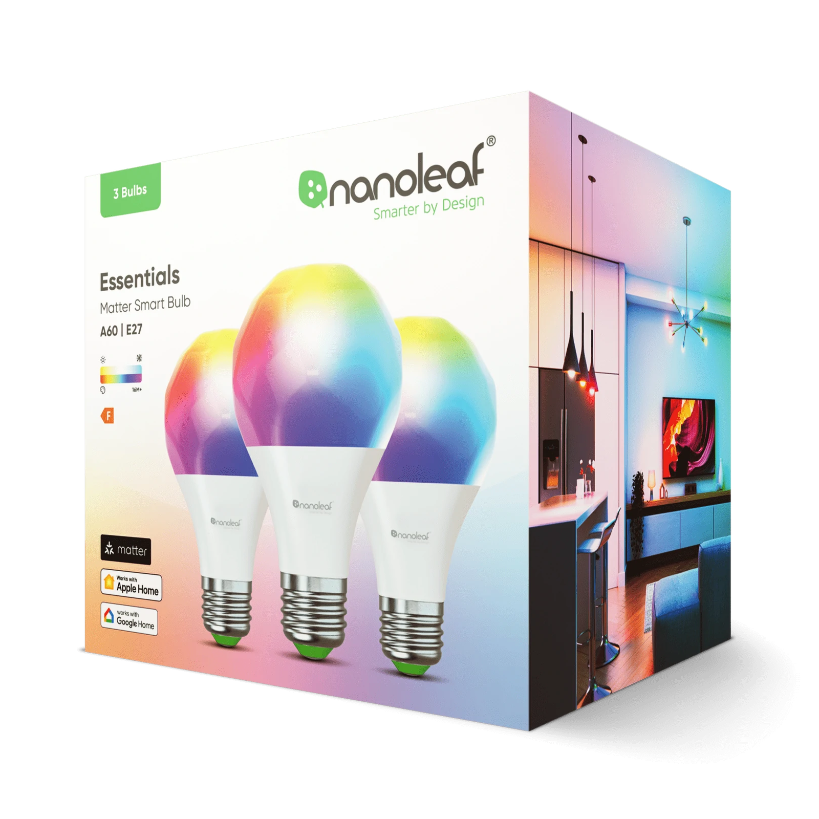Nanoleaf Essentials Smart LED izzó 9W 806lm 2700-6500K E27 - RGBCW (3 db / csomag) (NF080B02-3A19E)
