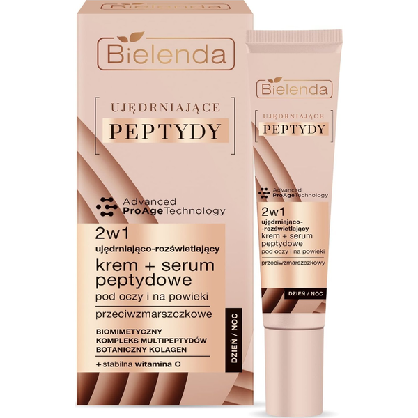 Bielenda Bielenda Ujędrniające Peptydy Ujędniająco-Rozświetlający Krem - Serum peptydowe 2w1 pod oczy i na powieki 15ml