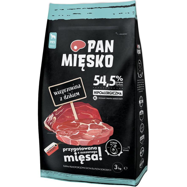 Alpha Spirit Pan Mięsko Wieprzowina z Dzikiem 3kg Karma dla psa 54,5%