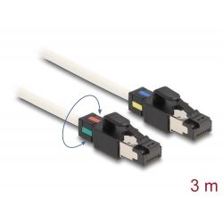 Delock RJ45 apa - apa Cat.6A S/FTP hálózati kábel változtatható színű csatlakozókkal 3m fehér (80171) (delock80171)