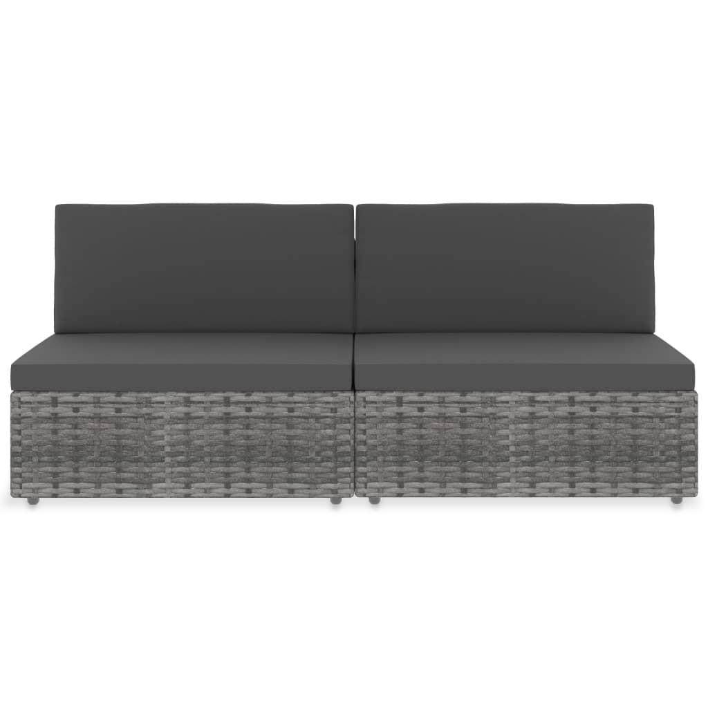 2 személyes szürke elemes polyrattan kanapé (49523)