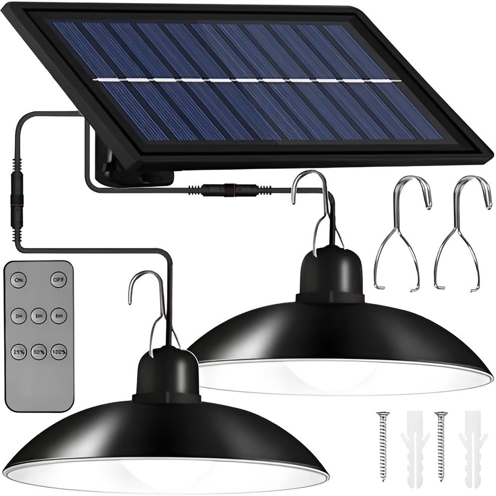 Izoxis 21806 Solar LED garden hanging lamp DUO with remote control, IP44, 3600mAh, black (00021806)