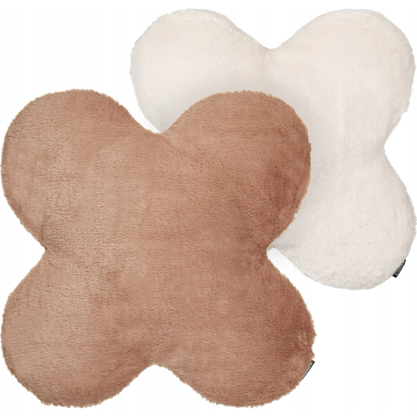 Conjunto De 2 Cojines Decorativos Tejido De Poliéster Relleno De Algodón Suave 54 X 54 Cm Moderno Beige Y Marrón Claro Achillea - Beige