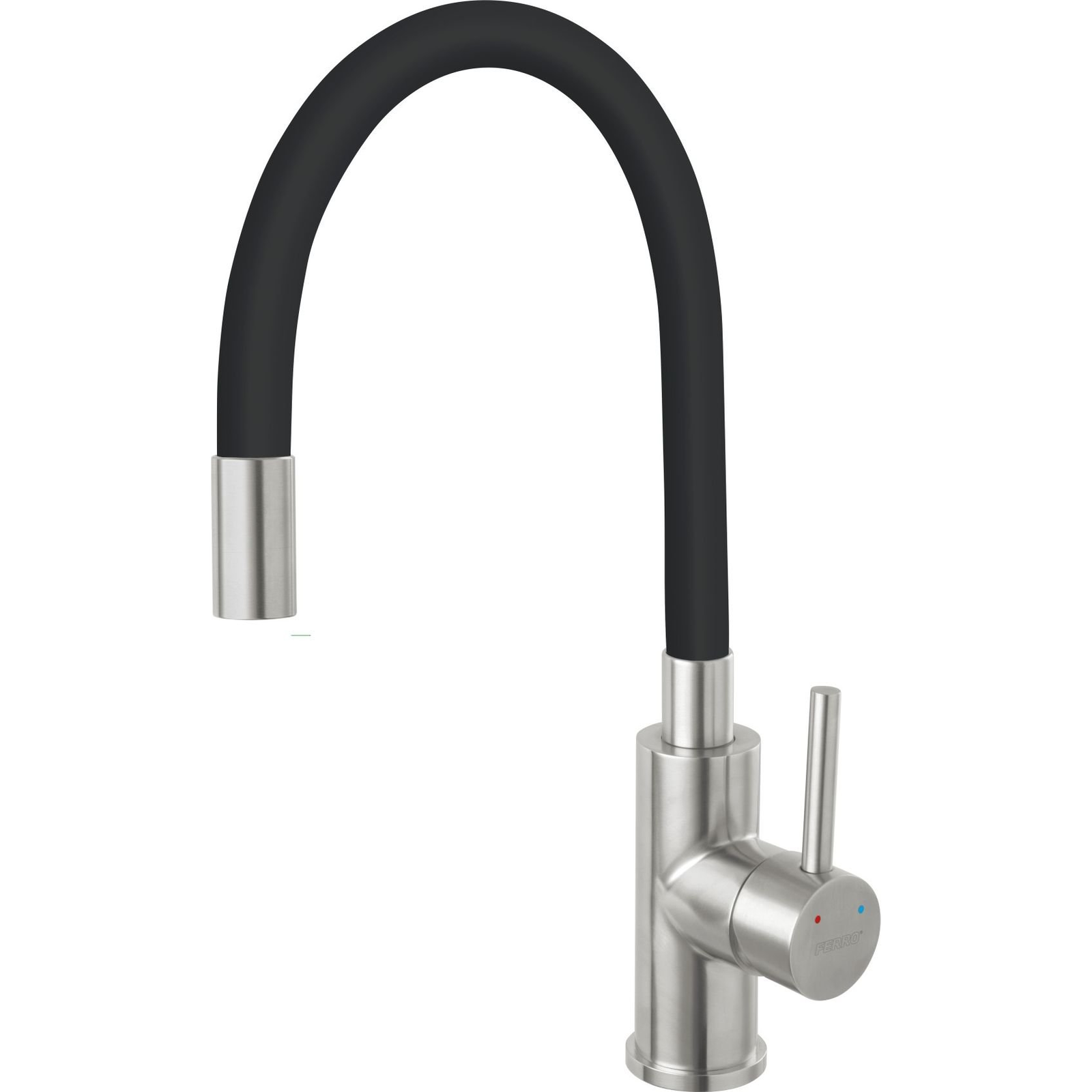 Ferro Zumba BZA4BSS Rozsdamentes Acél Csaptelep - Flexibilis Kifolyócsővel, Fekete (BZA4BSS)