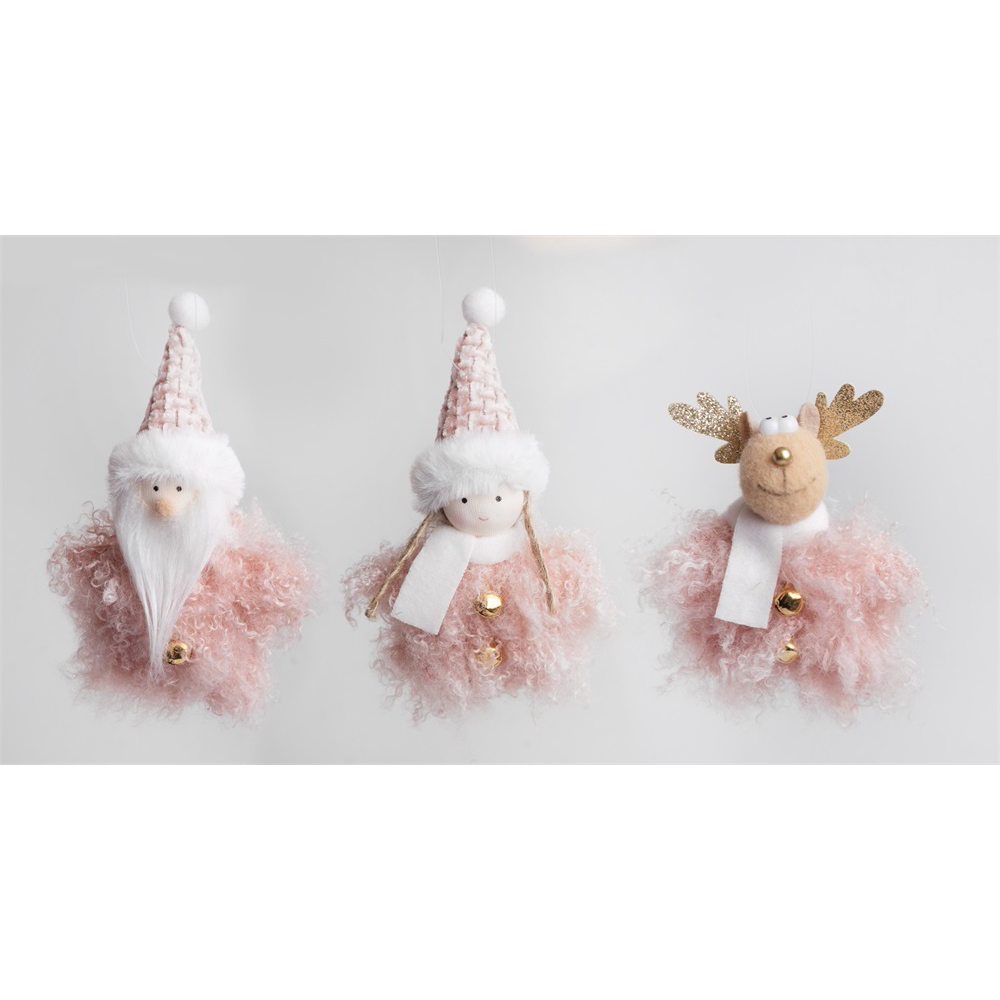 Iris Karácsonyi Felakasztható textil figura 14cm - Rózsaszin (060566)