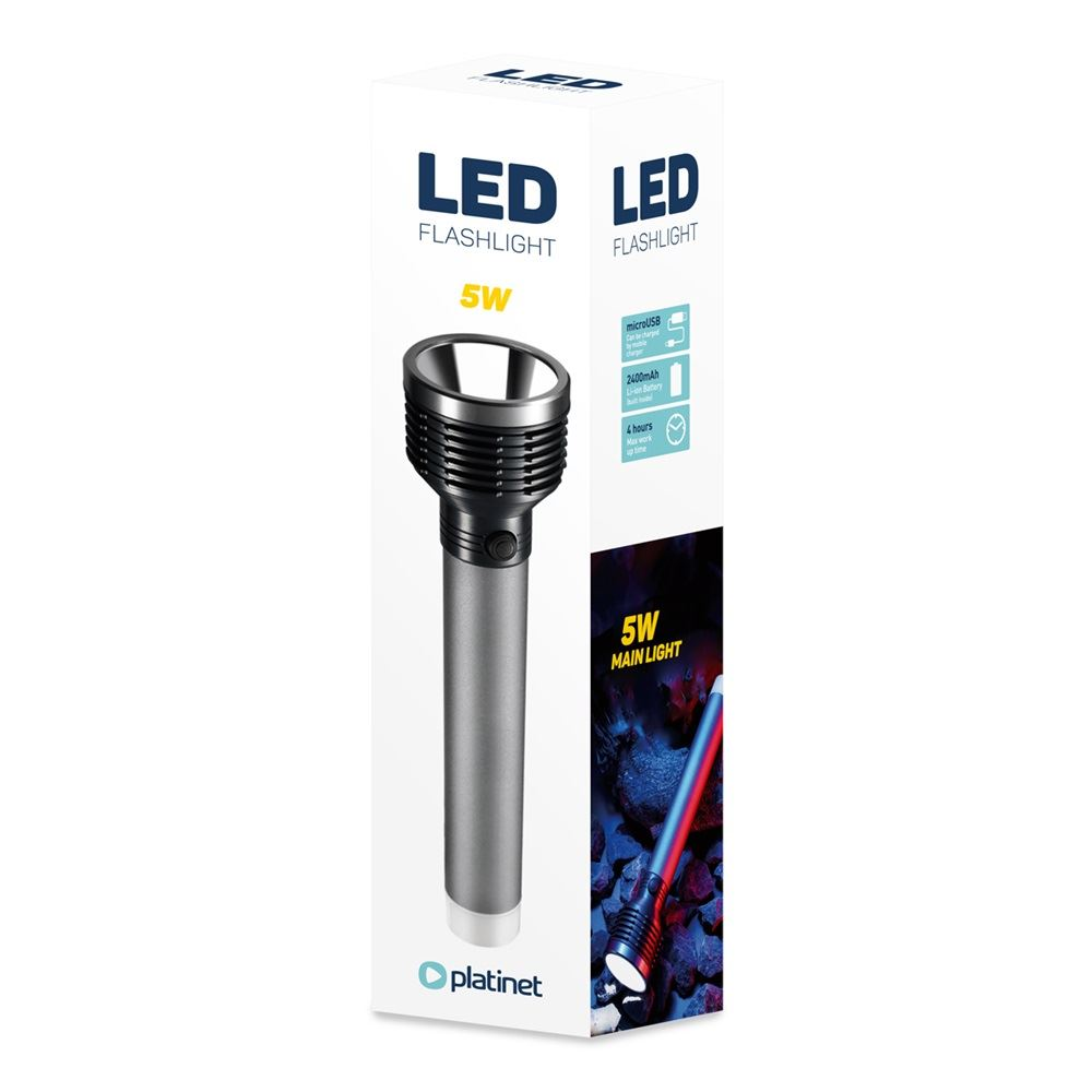 Platinet LED 5W alumínium elemlámpa szürke (PAF07) (PAF07)