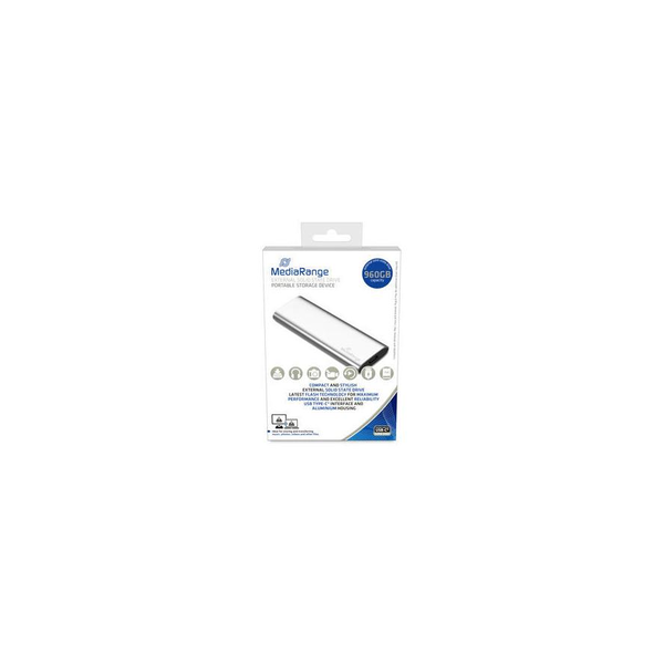SSD, MEDIARANGE, Външен, 900 GB, M.2, USB Type-C, сребрист