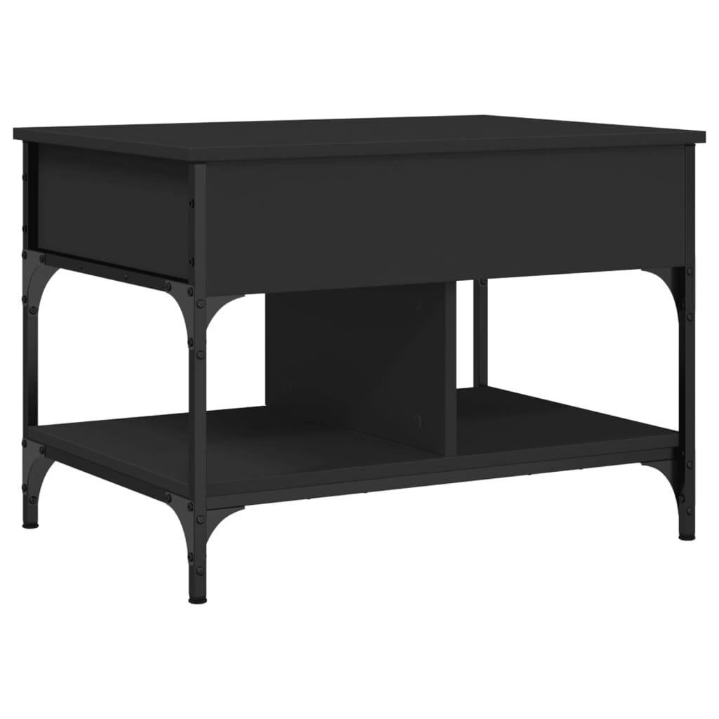 fekete szerelt fa és fém dohányzóasztal 70 x 50 x 50 cm (845361)