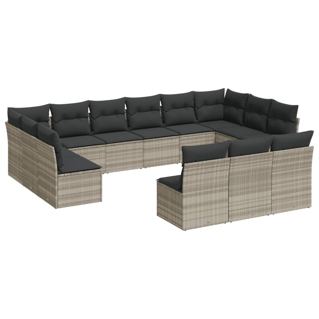 13 részes világosszürke polyrattan kerti ülőgarnitúra párnákkal (3218392)