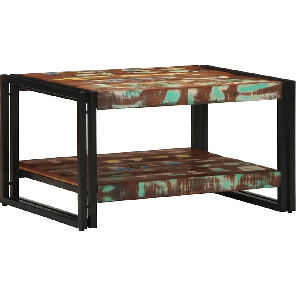 többszínű tömör újrahasznosított fa dohányzóasztal 90x50x38cm (4102720)