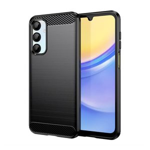 Szilikon telefonvédő (ütésállóság, légpárnás sarok, szálcsiszolt, karbon minta) FEKETE Samsung Galaxy A16 4G (SM-A165) / Galaxy A16 5G (SM-A166) 