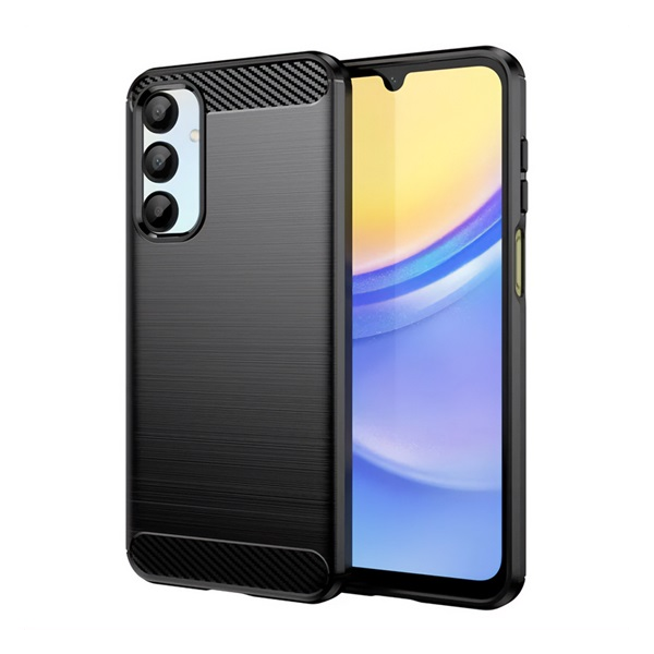 Szilikon telefonvédő (ütésállóság, légpárnás sarok, szálcsiszolt, karbon minta) FEKETE Samsung Galaxy A16 4G (SM-A165) / Galaxy A16 5G (SM-A166) "Gigapack csomagolás" (GP-161665)