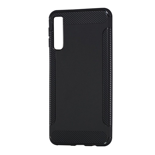 Szilikon telefonvédő (közepesen ütésálló, karbon minta) FEKETE [Samsung Galaxy A7 (2018) SM-A750F] (5996457833917)