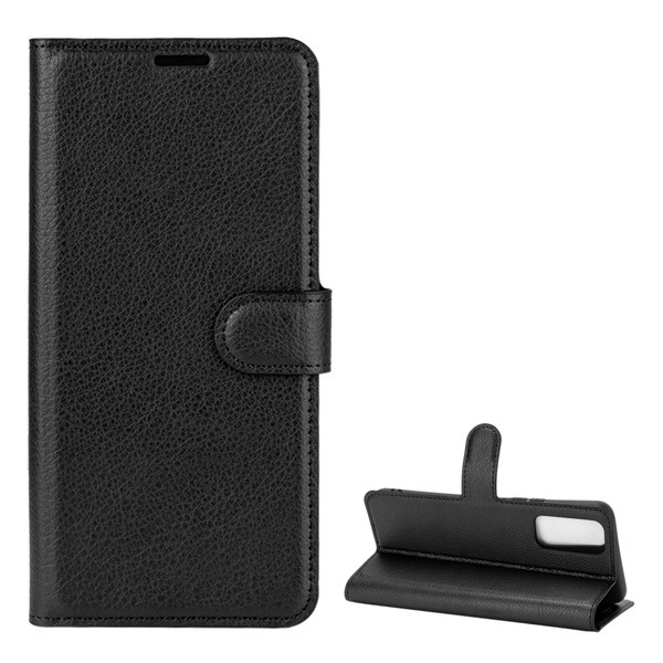 Tok álló, bőr hatású (FLIP, oldalra nyíló, asztali tartó funkció, prémium) FEKETE [vivo Y11s] (5996591152301)