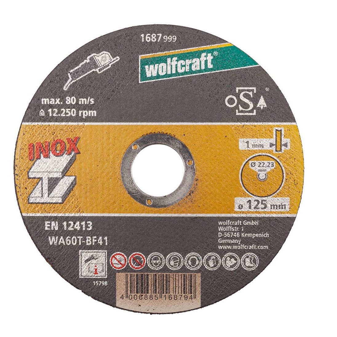 WOLFCRAFT - Rozsdamentes acél vágótárcsa 125mm (4006885168794)