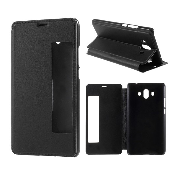 Tok álló, bőr hatású (FLIP, oldalra nyíló, asztali tartó funkció, hívószámkijelzés, Window) FEKETE [Huawei Mate 10] (5996457736942)