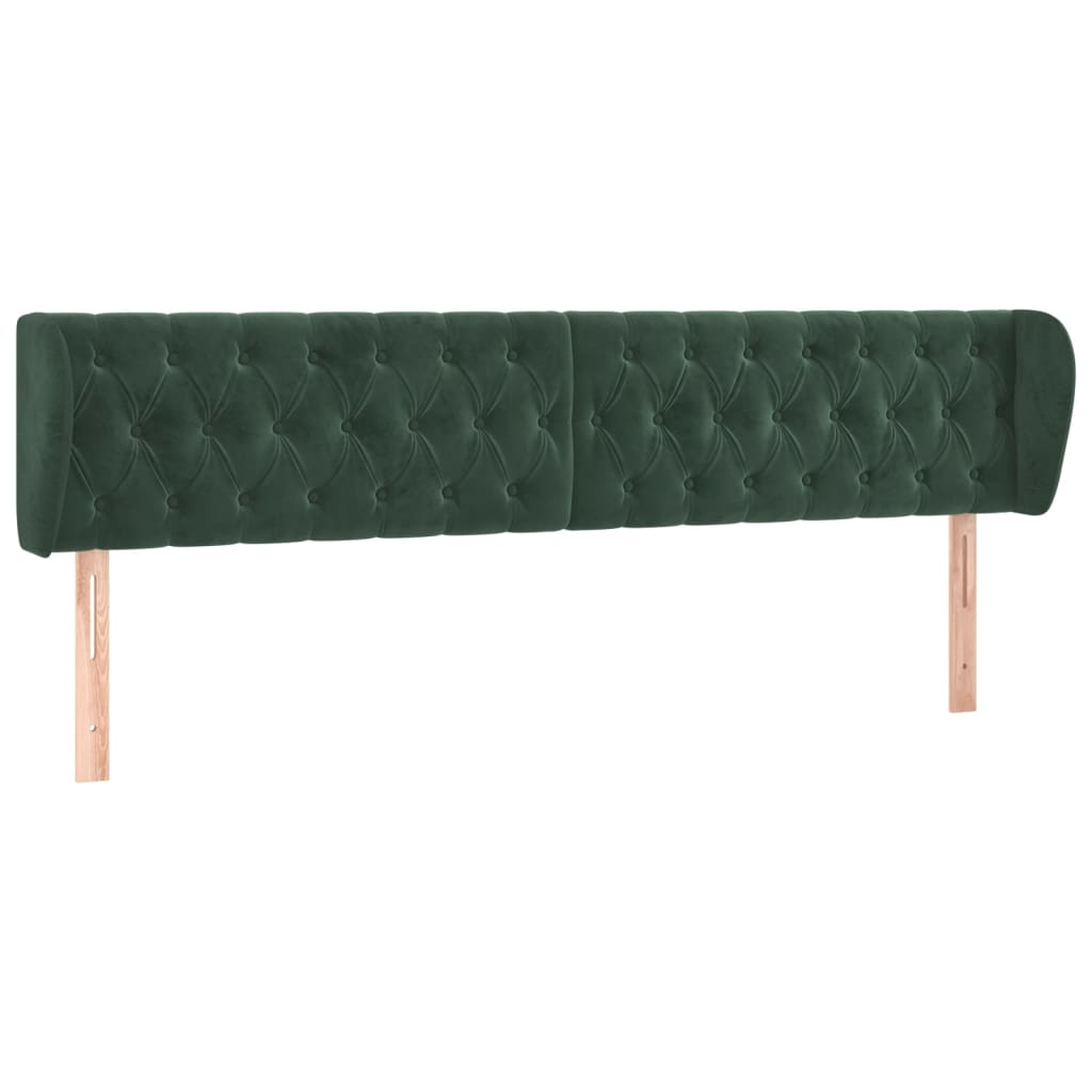 sötétzöld bársony fejtámla szárnyakkal 203x23x78/88 cm (3117549)