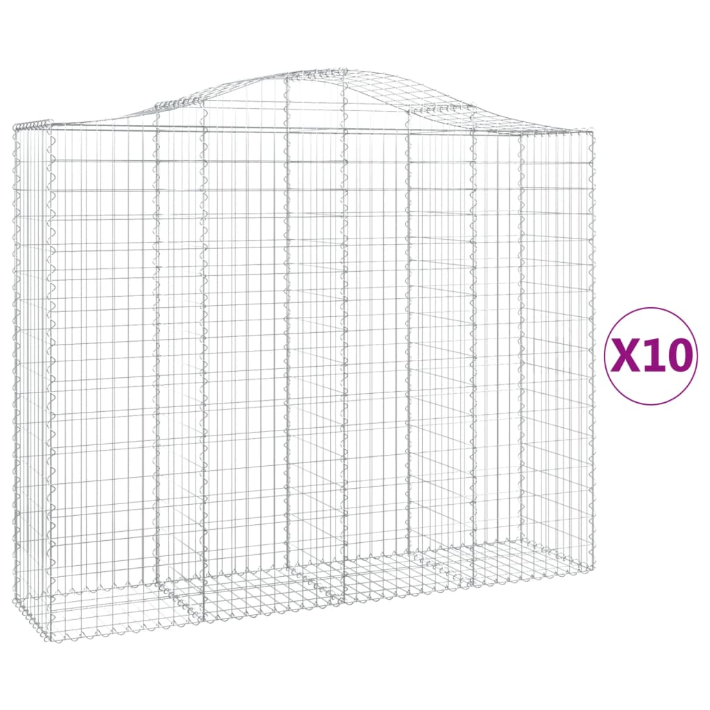 10 db íves horganyzott vas gabion kosár 200x50x160/180 cm (3145711)