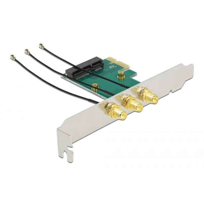 DeLock Mini PCIe + 3 RP-SMA bővítő kártya PCIe (89294) (delock89294)