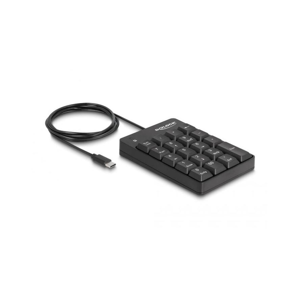 Delock 12108 USB-C egykezes membrán numerikus billentyűzet fekete
